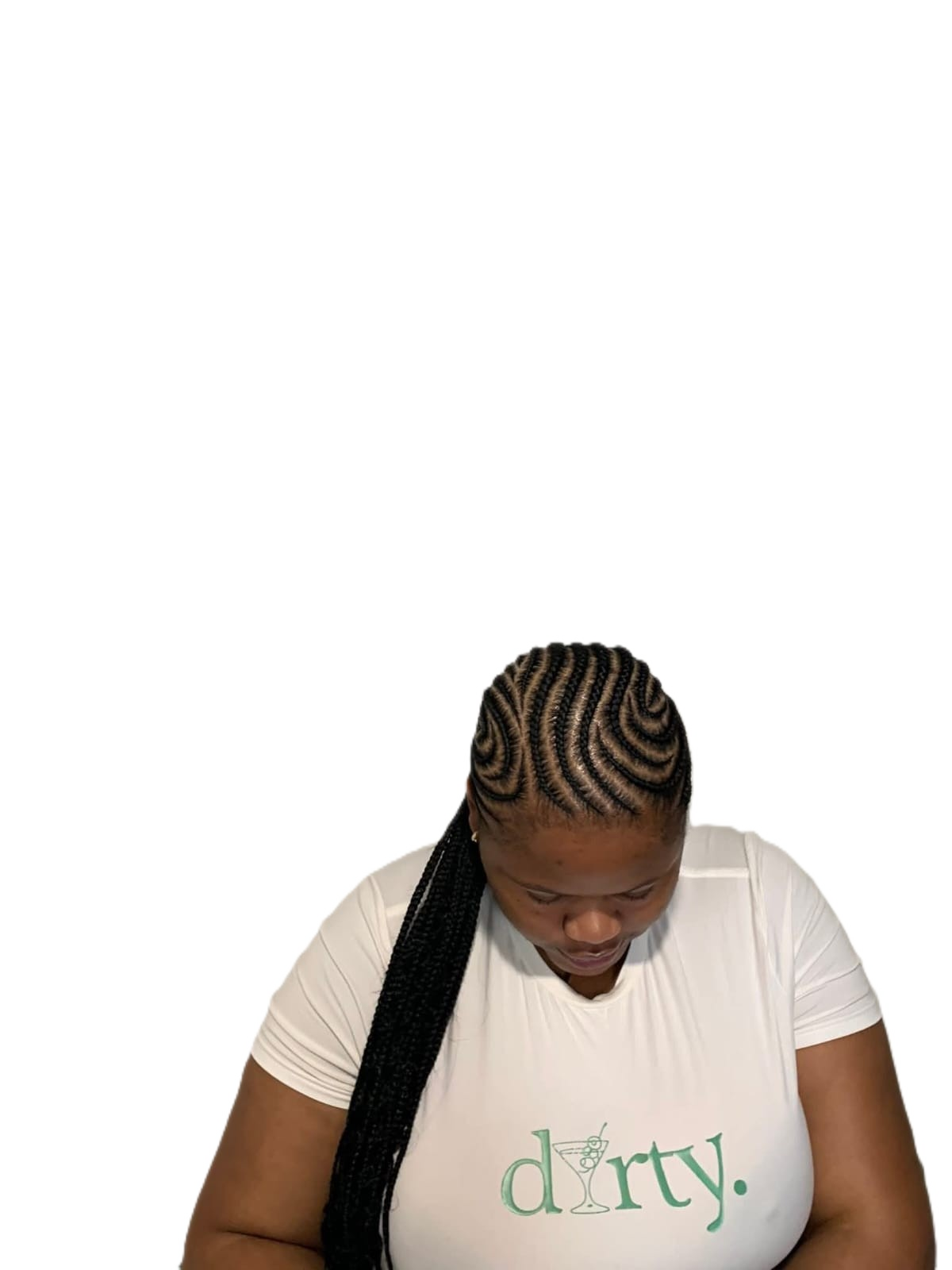 Straight back hairstyle